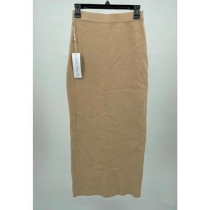 Ronny Kobo Skirt Khaki High Waisted Hadwin Midi Women Sz L NEW NWOT N134